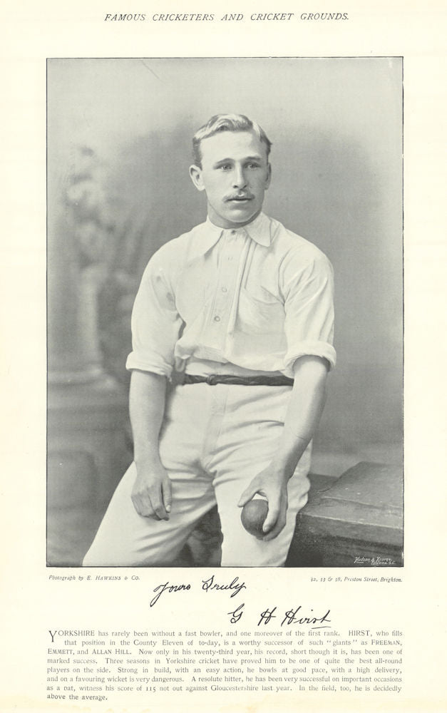 George Herbert Hirst. Medium-fast bowler. All-rounder. Yorkshire cricketer 1895